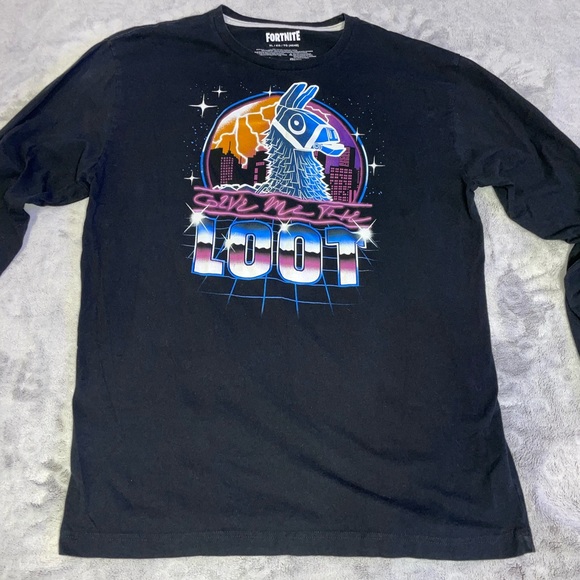 FORTNITE Give Me The Loot T Shirt Men's X-Large (46-48) Llama Graphic Black - Picture 3 of 10